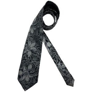 PROCHOWNICK Black/Silver Paisley Silk DESIGNER Tie ITALY